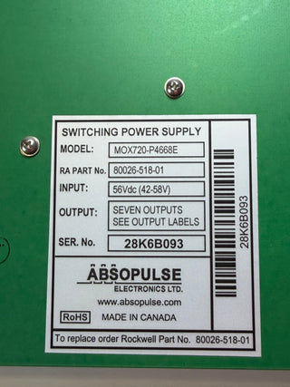 MOX720-P4668E Switching Power Supply to replace 80026-518-01