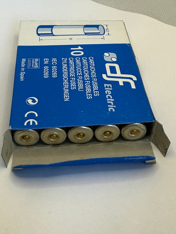 DF Electric 421002 Cartridge Fuse, 14x51mm gG 690V 2A, Box of 10