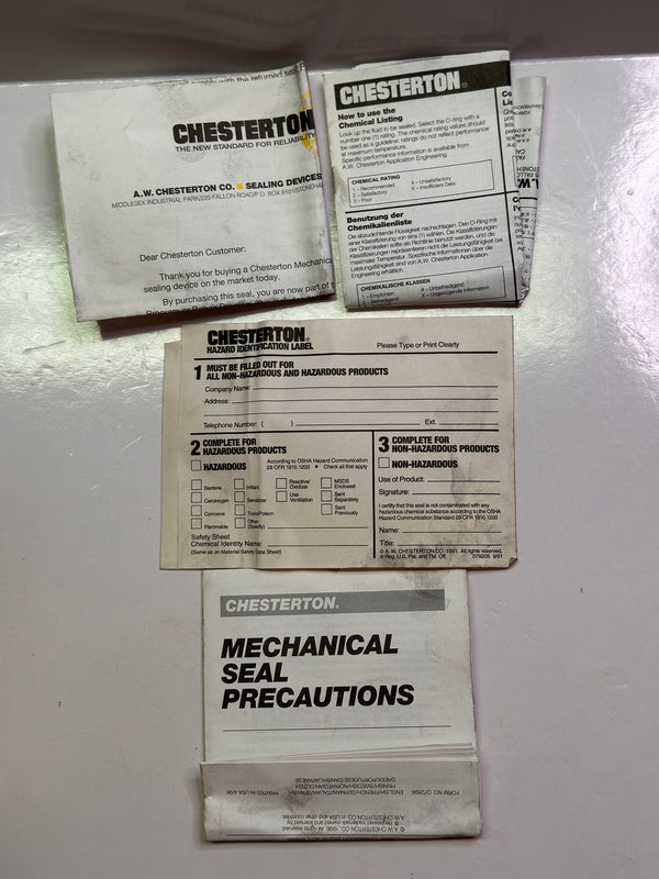 A.W. Chesterton 891 - 09 CB/S  Rotary Inside Single Seal Mechanical Seal 11/8"