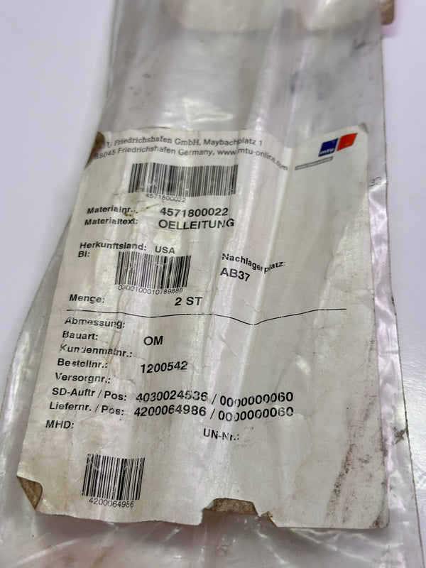 MTU 457180022 Oil Line /Mercedes-Benz A 457 180 00 22