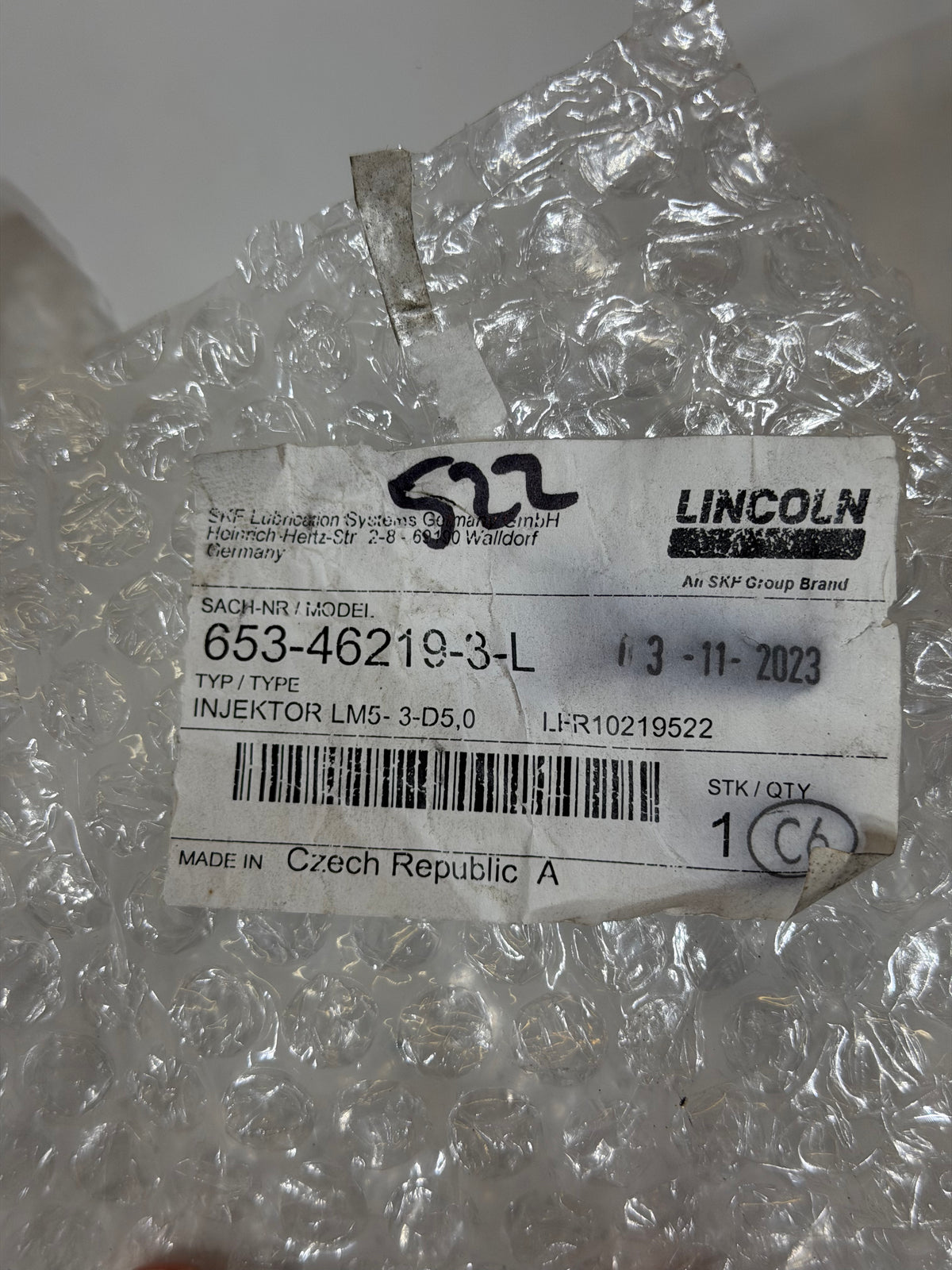 Liebherr 10219522 Distribution Plate + Grease Injector, 653-46219-3-L