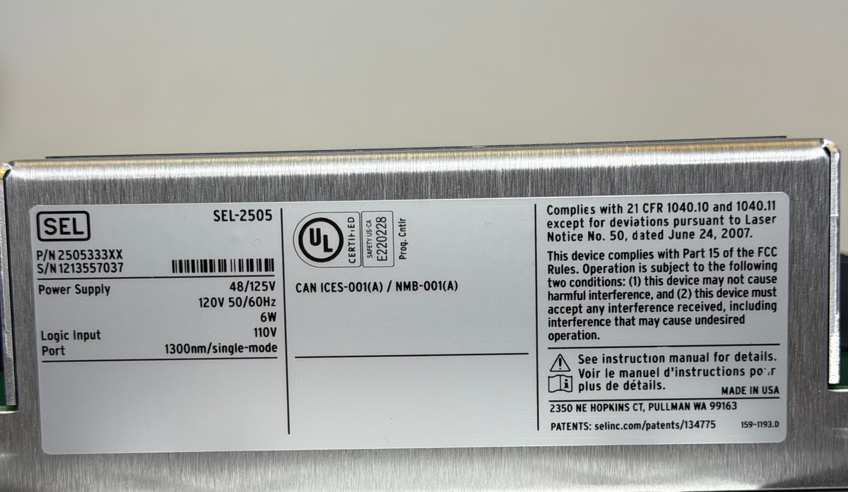 SEL-2505 Remote I/O Module 2505333XX