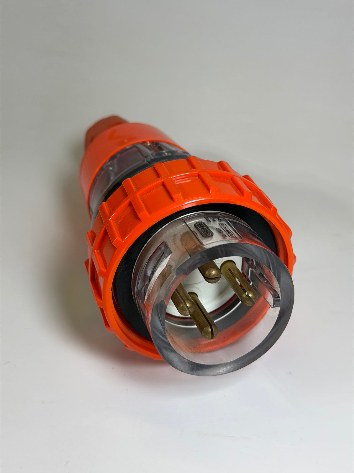 GEN3 PLS3PH410 Straight Industrial Plug — 10A, 4-Pin, 3-Phase, Orange