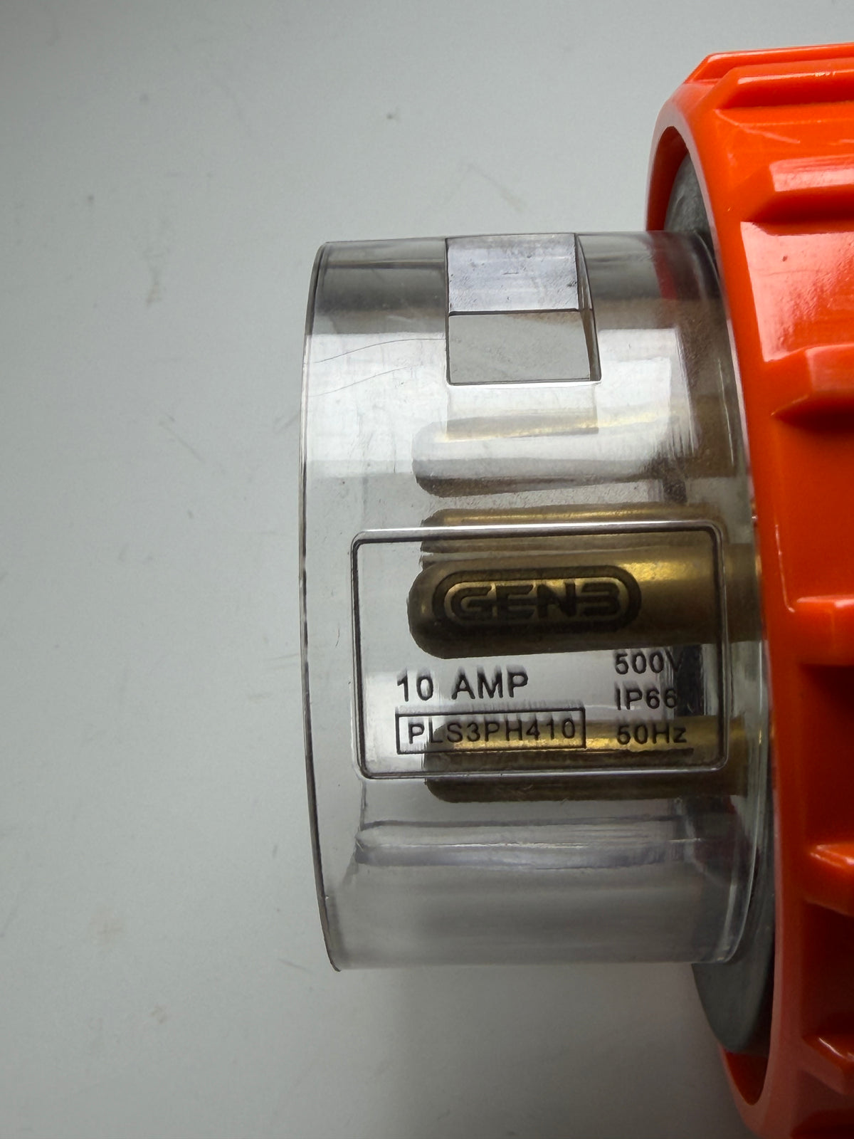 GEN3 PLS3PH410 Straight Industrial Plug — 10A, 4-Pin, 3-Phase, Orange