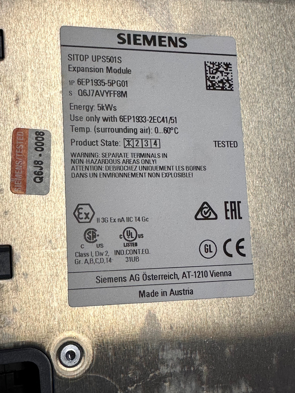 Siemens 6EP1935-5PG01 Expansion Module for UPS500S