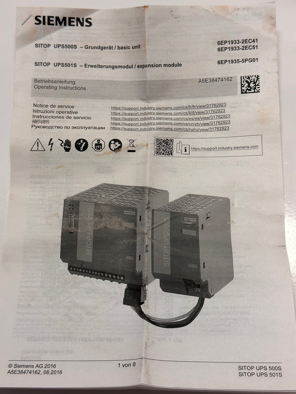 Siemens 6EP1935-5PG01 Expansion Module for UPS500S