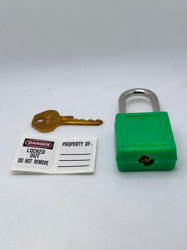 MASTER LOCK 410GRN Thermoplastic Safety Padlock, Box of 6