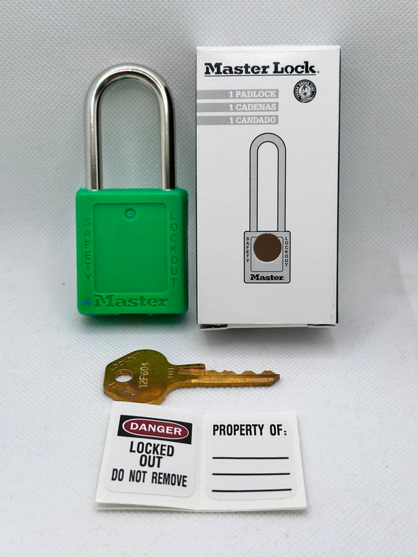 MASTER LOCK 410GRN Thermoplastic Safety Padlock, Box of 6