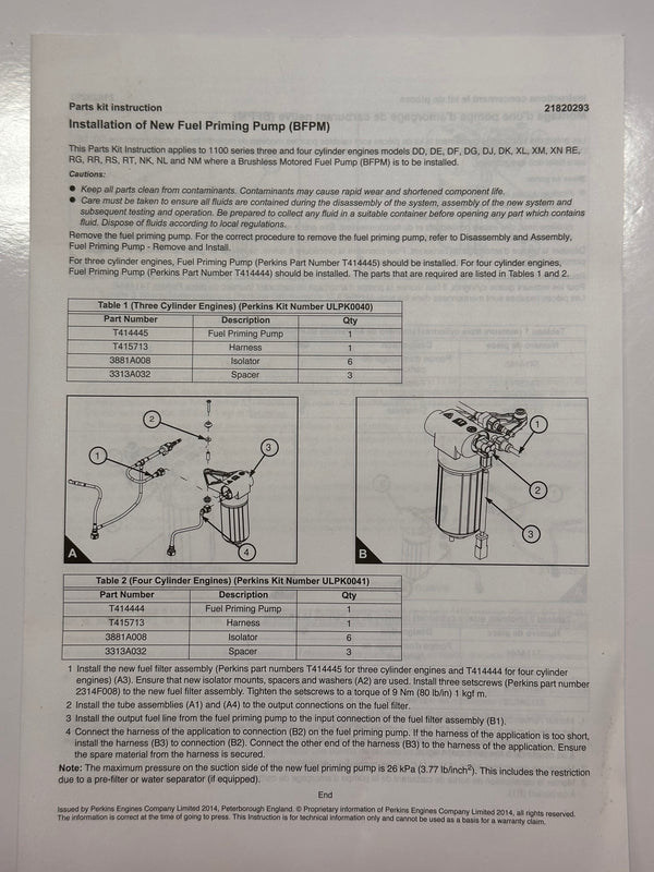 Perkins ULPK0041 Genuine Fuel Lift Pump