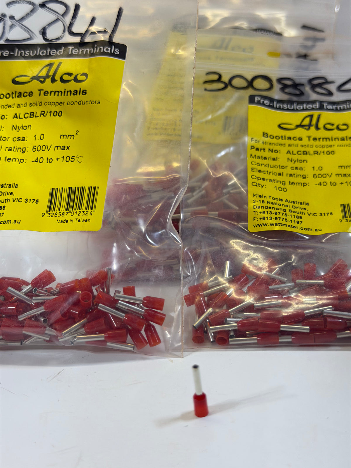 Alco ALCBLR/100 Red Bootlace Terminals