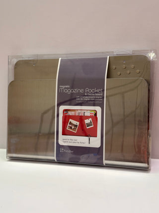 THREE by THREE magnetic Magazine Pocket and memory board, Stainless Steel 35340