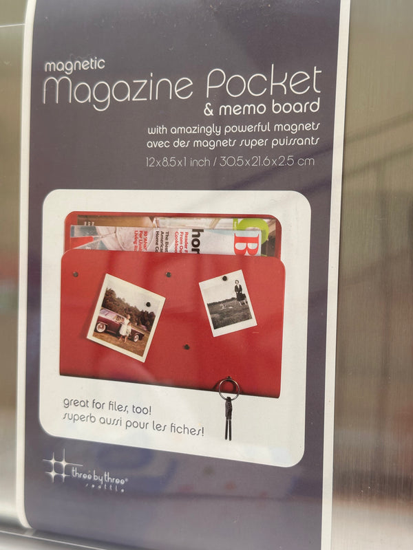 THREE by THREE magnetic Magazine Pocket and memory board, Stainless Steel 35340