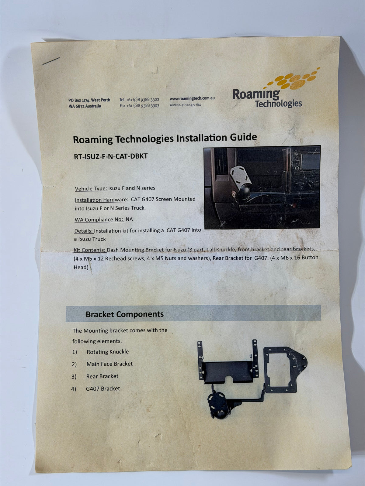 RT-ISUZ-F-N-CAT-DBKT CAT G407 Screen Mount - Isuzu F / N Series