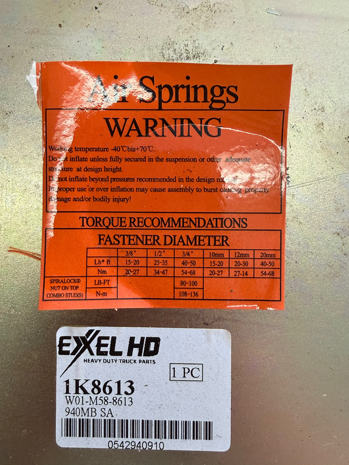 Exxel 1K8613 Air Spring / Bellows — 250 mm Diameter