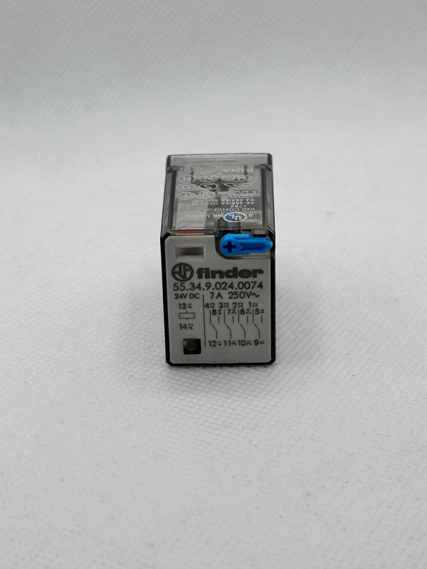 Finder 55.34.9.024.0074 Plug-in Relay 7A, 24V DC, 4PDT