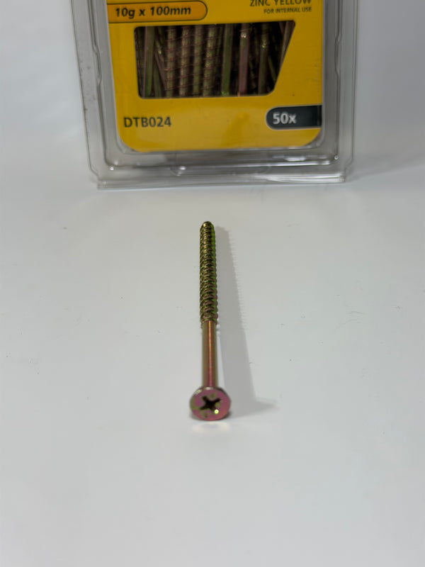 DeWalt DTB024-PWR Chipboard Zinc Yellow Self Embedding Head 10g x 100mm x 50 pieces