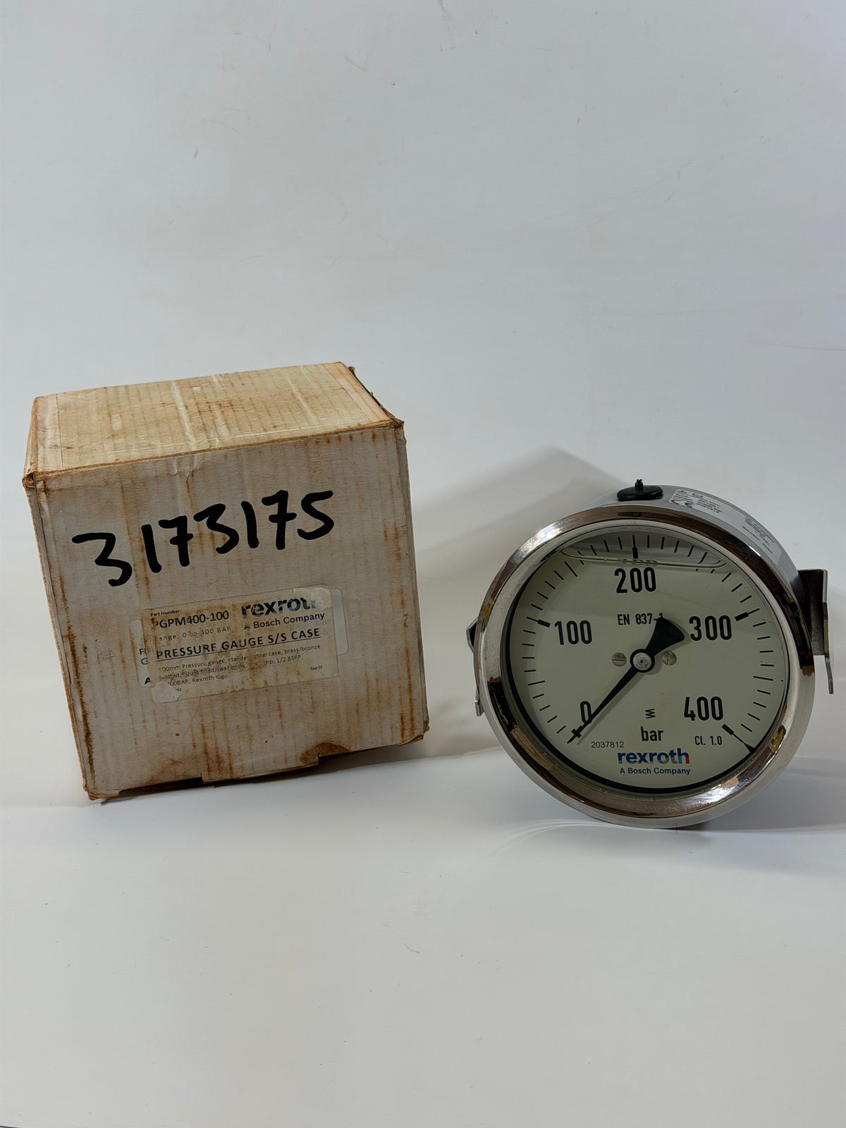 Rexroth RF100 I Bourdon Tube Pressure Gauge, 0/400 Bar, 100mm