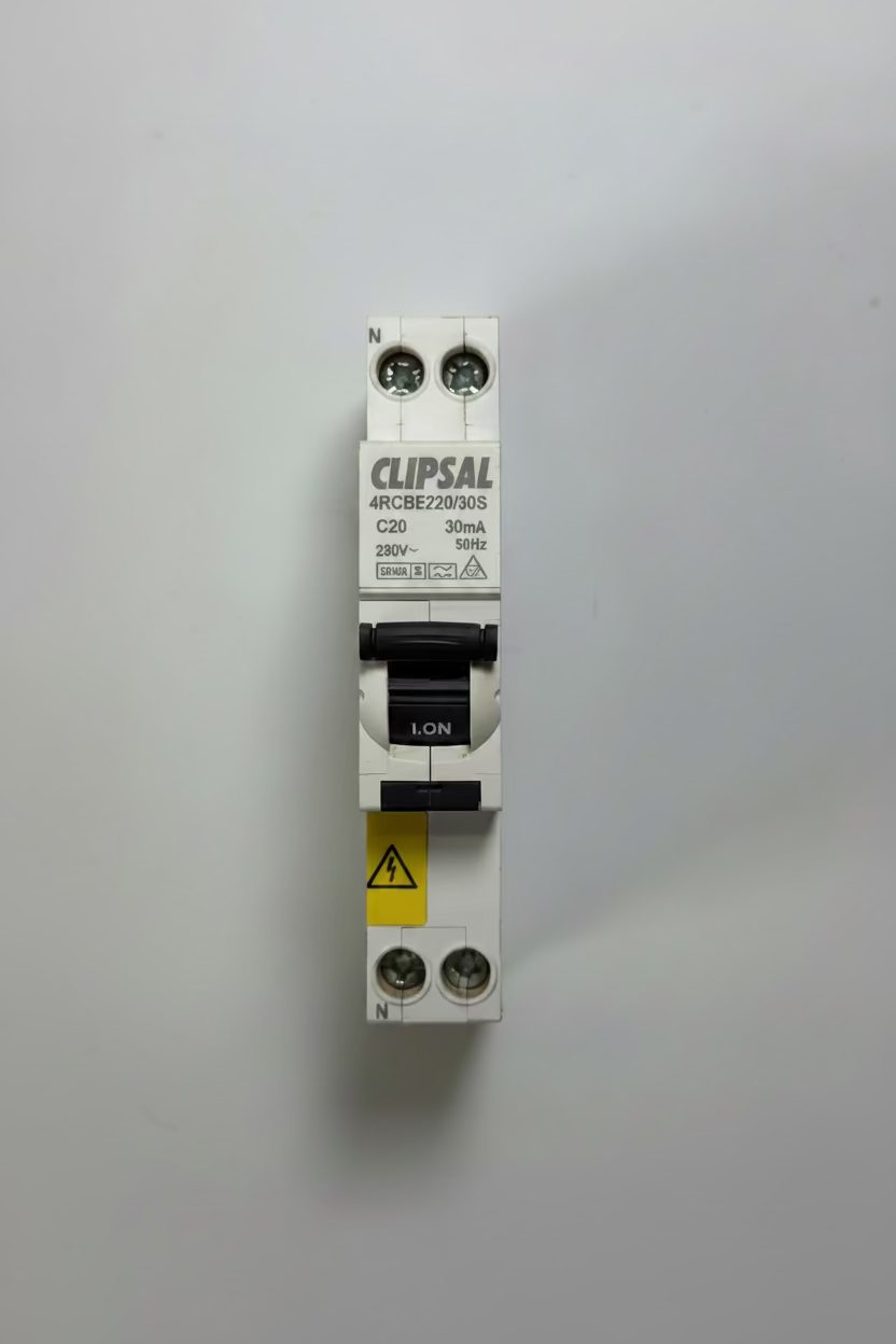 Clipsal 4RCBE220/30S Slim RCBO — 20A C-Curve, 30mA Type A, 1P+N