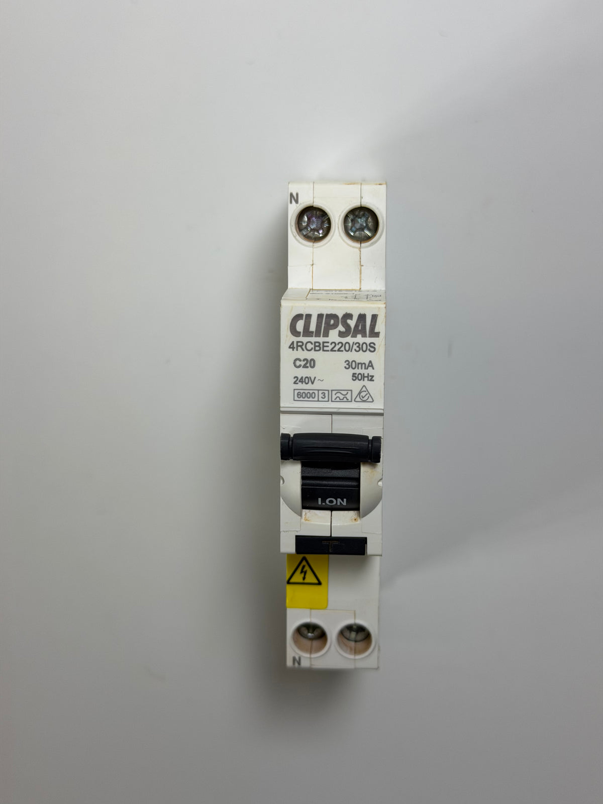 Clipsal 4RCBE220/30S Slim RCBO — 20A C-Curve, 30mA Type A, 1P+N