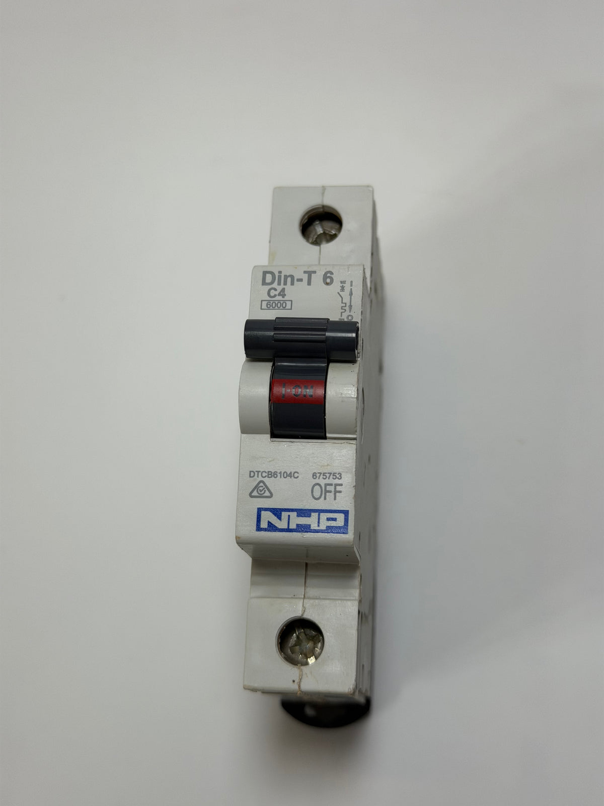NHP DTCB6104C DIN-T Miniature Circuit Breaker — 4A, 1 Pole, C Curve