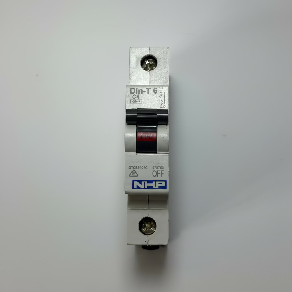 NHP DTCB6104C DIN-T Miniature Circuit Breaker — 4A, 1 Pole, C Curve