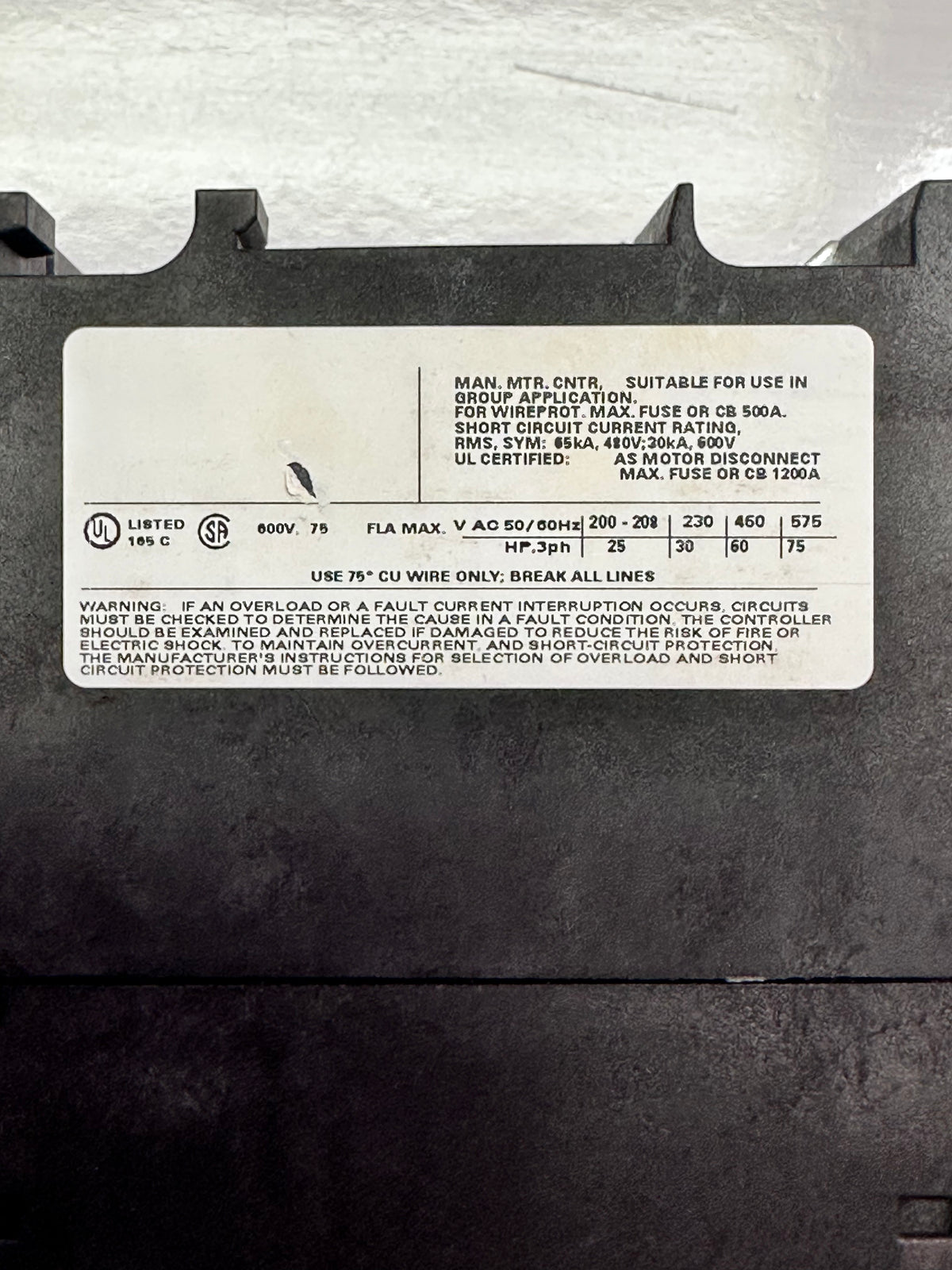 Siemens 3RV1341-4KC10 Circuit Breaker, 75A