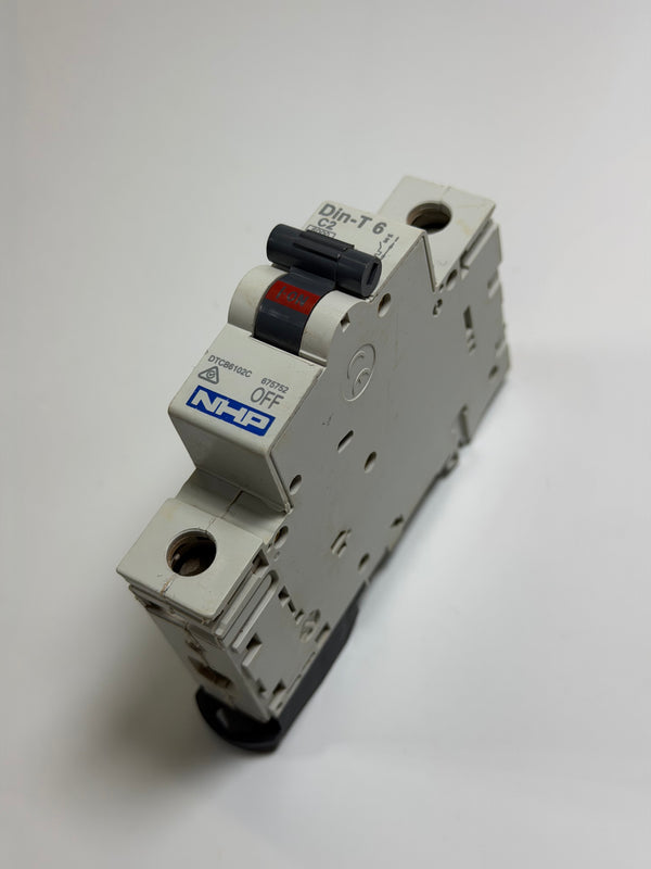 NHP DTCB6102C DIN-T Series Miniature Circuit Breaker, 1 Pole, 2A - 675752