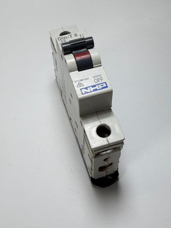 NHP DTCB6102C DIN-T Series Miniature Circuit Breaker, 1 Pole, 2A - 675752