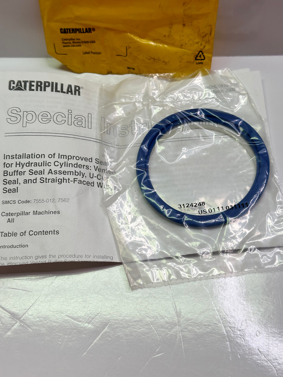 Caterpillar CAT 312-4248 Hydraulic Cylinder Rod Buffer Seal, 76.2mm