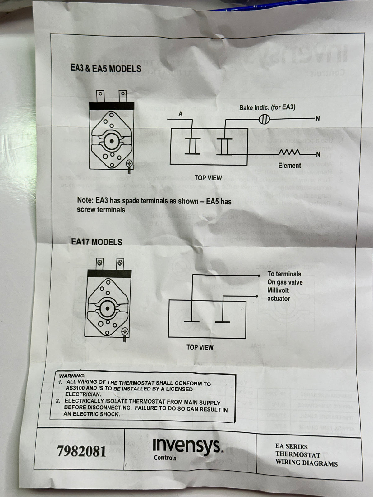 Robertshaw EA5-497-02 Capillary Thermostat — 70°–290°C