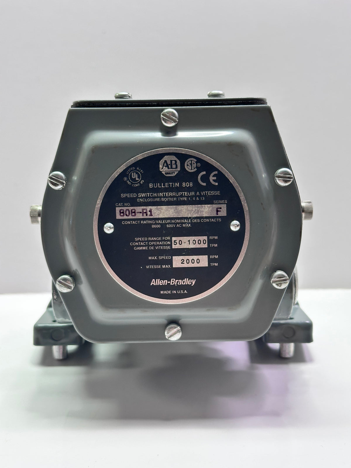 Allen-Bradley 808-R1 F Speed Switch, 600V AC, Max 5A
