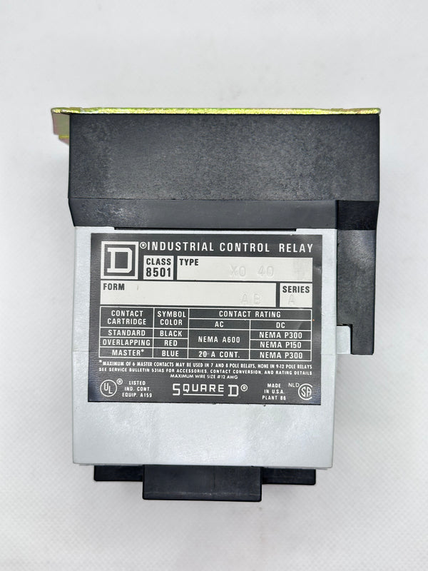 SQUARE D® 8501 Type X, Machine Tool, Control Relay X040V02 - 10A