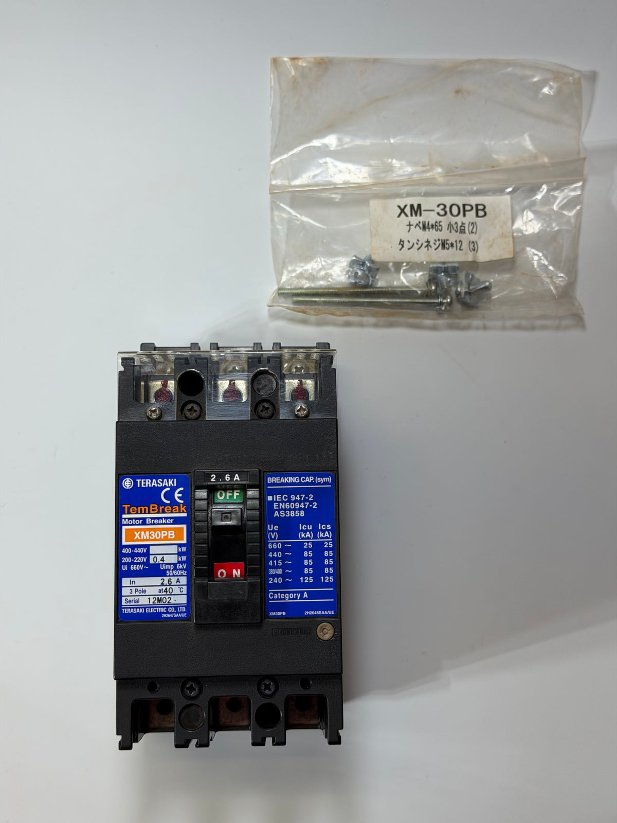 Terasaki TemBreak 1 XM30PB263P MCCB — 3-Pole, 2.6A
