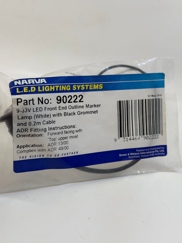 Narva 90222 9-33V LED Front End Outline Marker, Round with Black Grommet