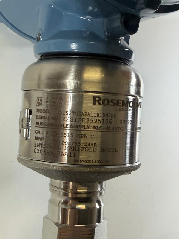 Rosemount 3051S In-Line Pressure Transmitter and 306 Manifold, 3051S2TG3A2A11A1BM5Q4 0306RT12AA11