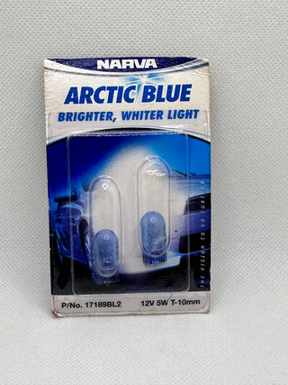 Narva 17189BL2 12V 5W W2.1 x 9.5D W5W Artic Blue Wedge Premium Globes - 2 Pk