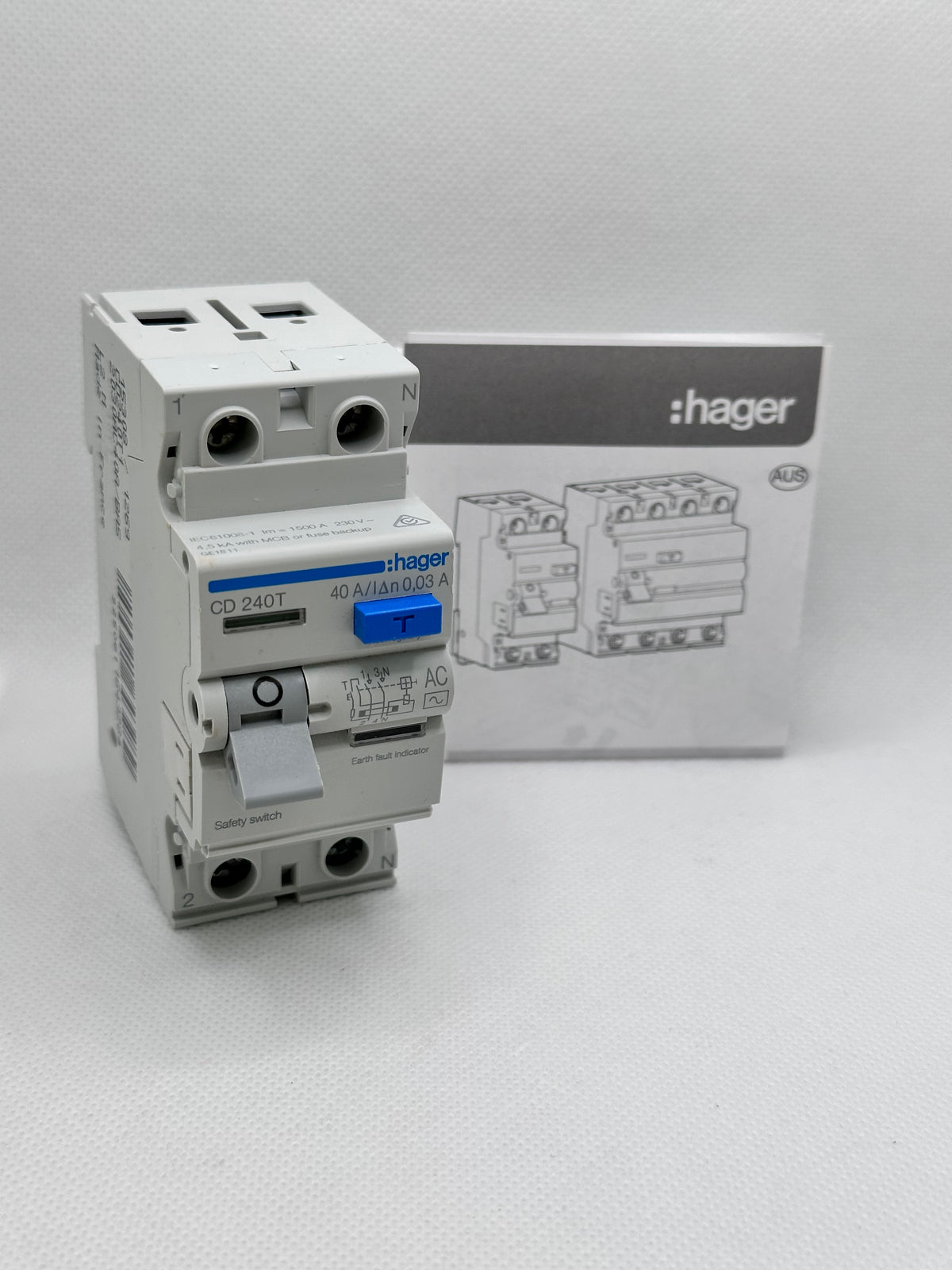 Hager CD240T RCCB Circuit Breaker - 40A, 2 Pole, 164328