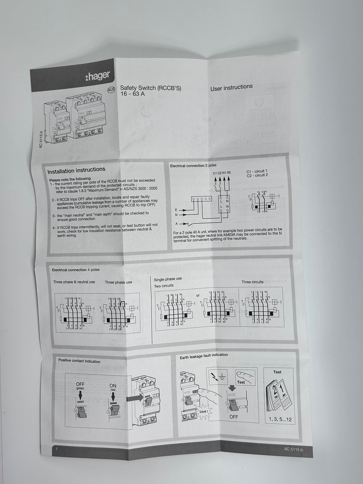 Hager CD240T RCCB Circuit Breaker - 40A, 2 Pole, 164328