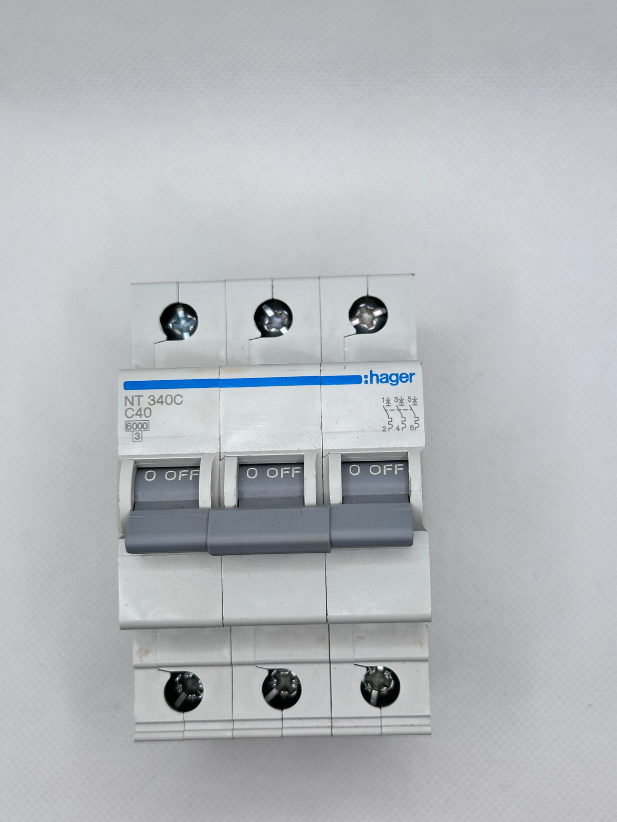 Hager NT340C 40A, 3 Pole Circuit Breaker