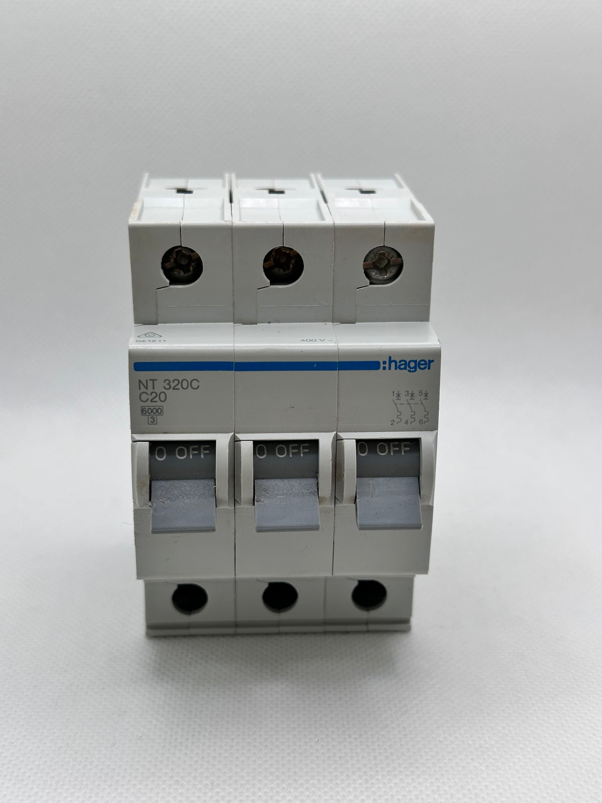 Hager NT320C 20A 3 Pole Miniature Circuit Breaker