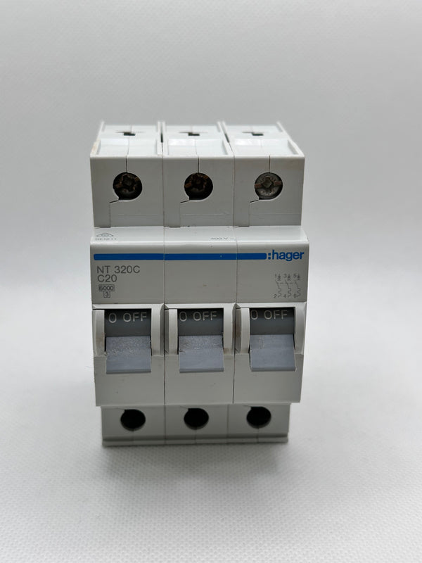 Hager NT320C 20A 3 Pole Miniature Circuit Breaker