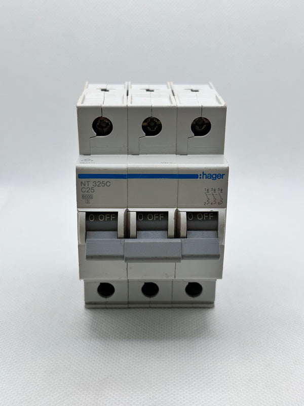 Hager NT325C C-25A 3 Pole Miniature Circuit Breaker