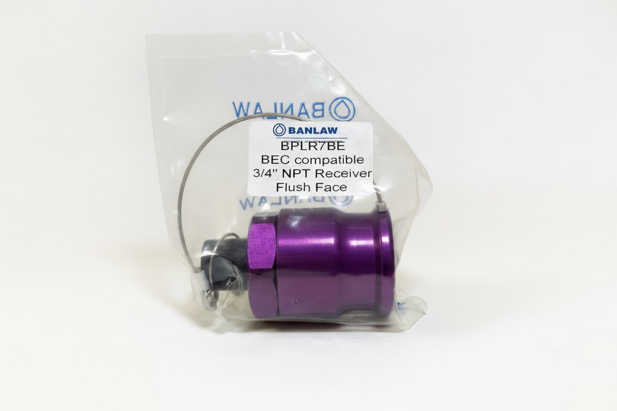 Banlaw BPLR7BE Size 7 Flush Face Fluid Transfer Receiver, Purple, 3/4" NPT with CAP