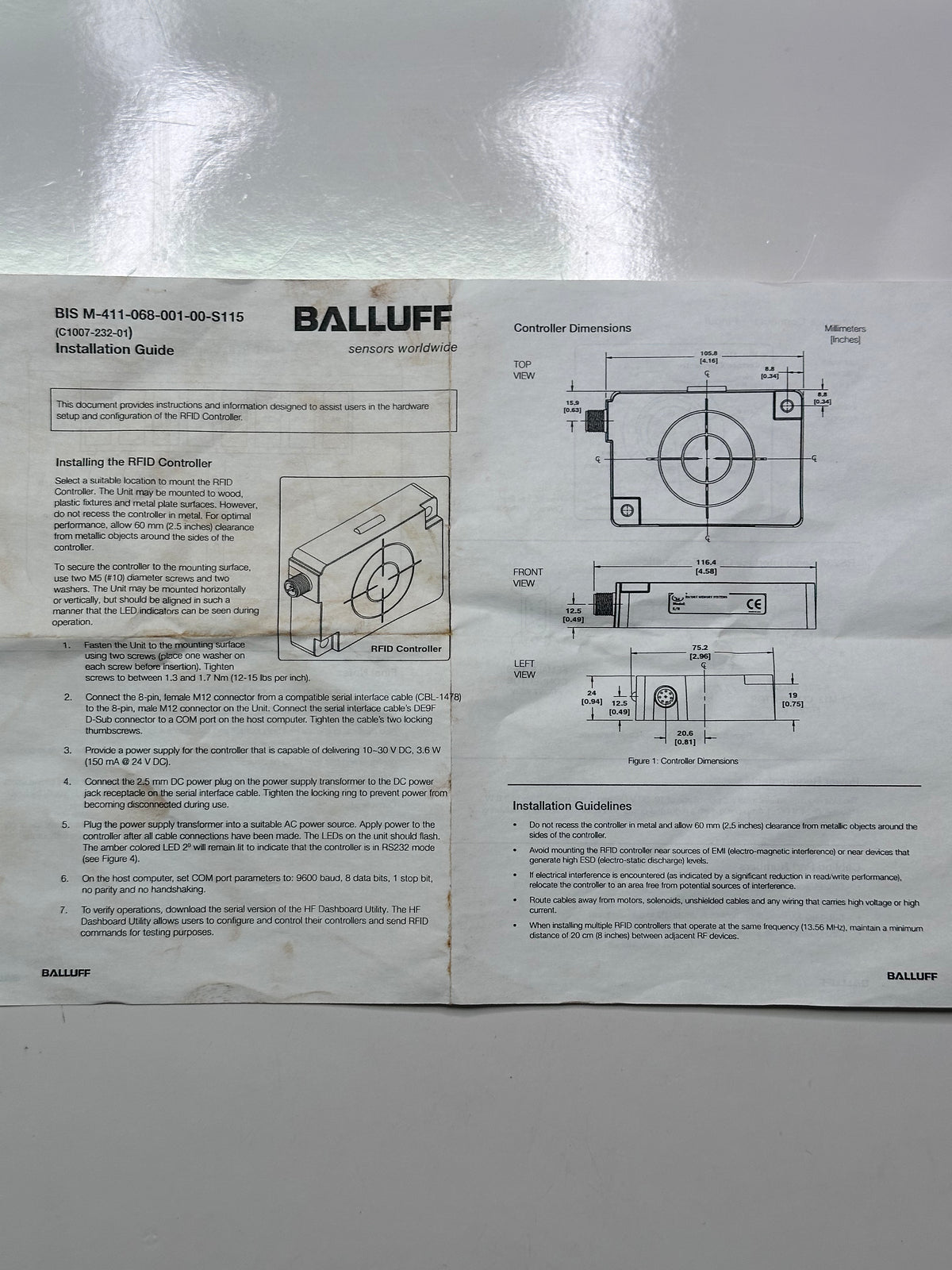 Balluff BIS00W6 HF read/write heads with Integrated Processor Unit BIS M-411-068-001-00-S115