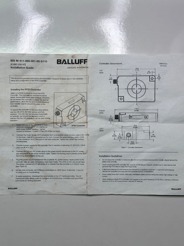 Balluff BIS00W6 HF read/write heads with Integrated Processor Unit BIS M-411-068-001-00-S115