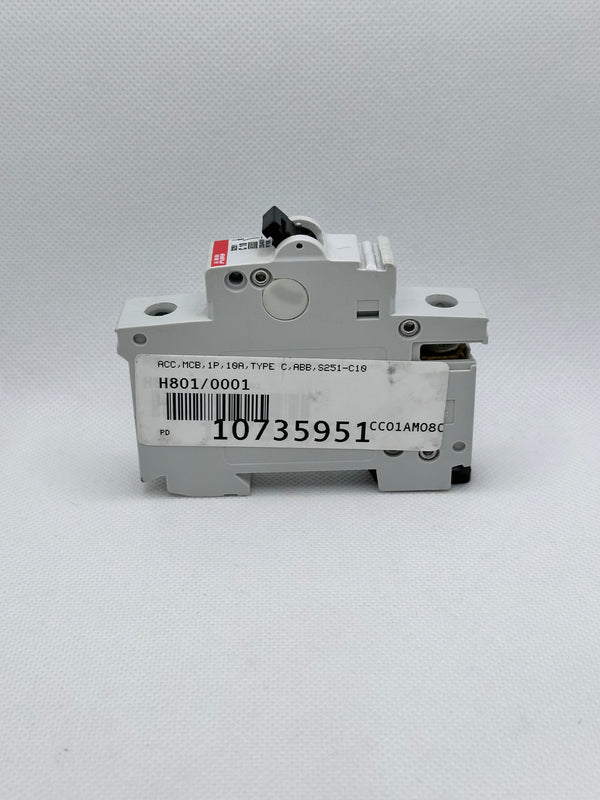 ABB S251C 10A Thermal Magnetic Miniature Circuit Breaker 1P, 10A