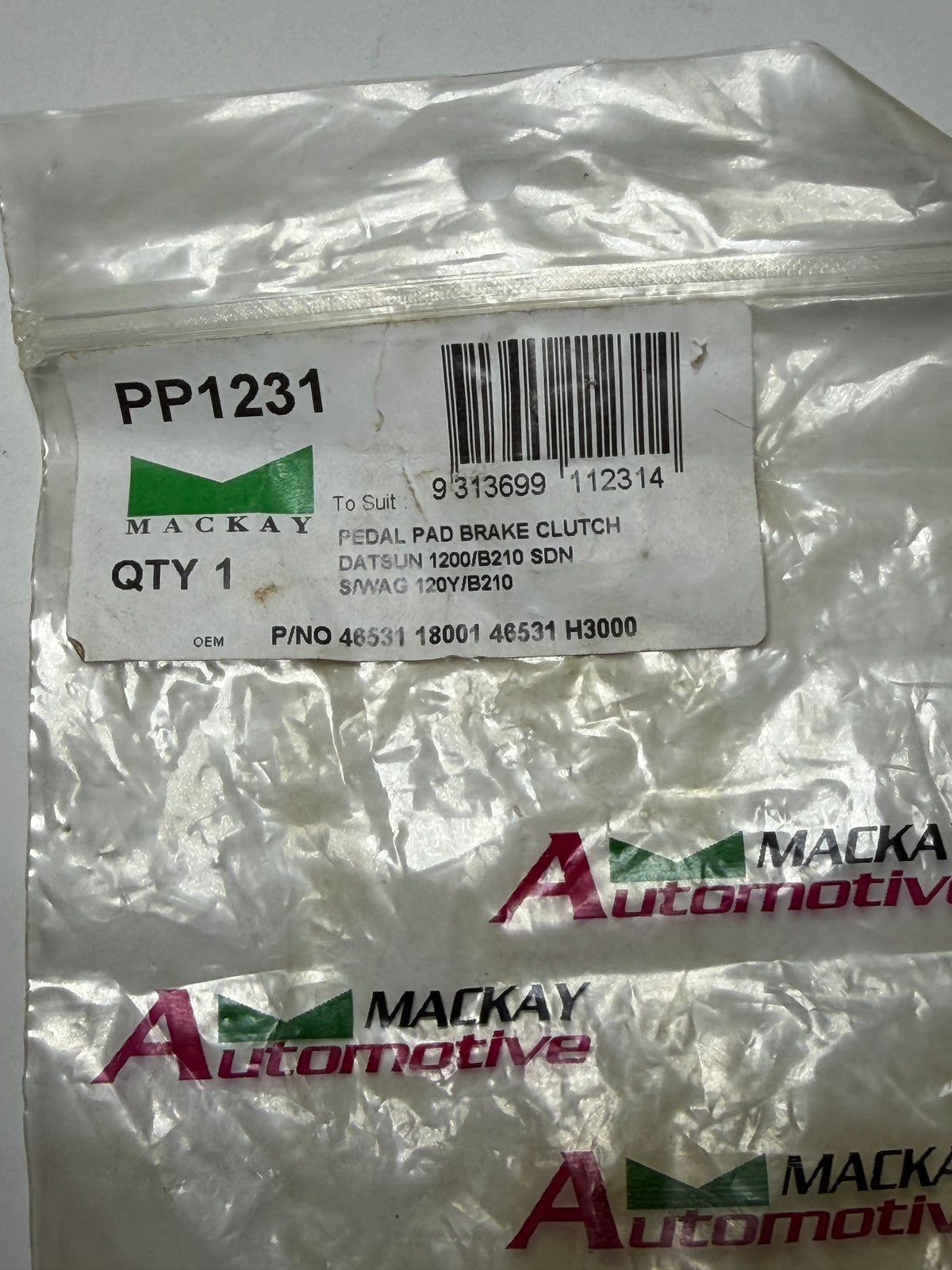 Mackay PP1231 Clutch Pedal Pad