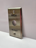 GPO Stainless Steel Plate with 22mm Hole, Printed Black Text - Press To Exit