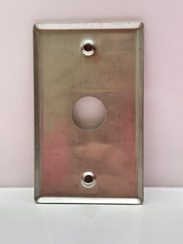 GPO Stainless Steel Plate with 22mm Hole, Printed Black Text - Press To Exit