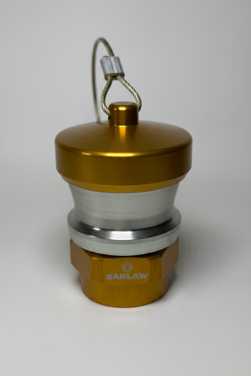 Banlaw BPLN2BNC Size 2 3/4" NPT Flush Face Nozzle with Cap, Gold